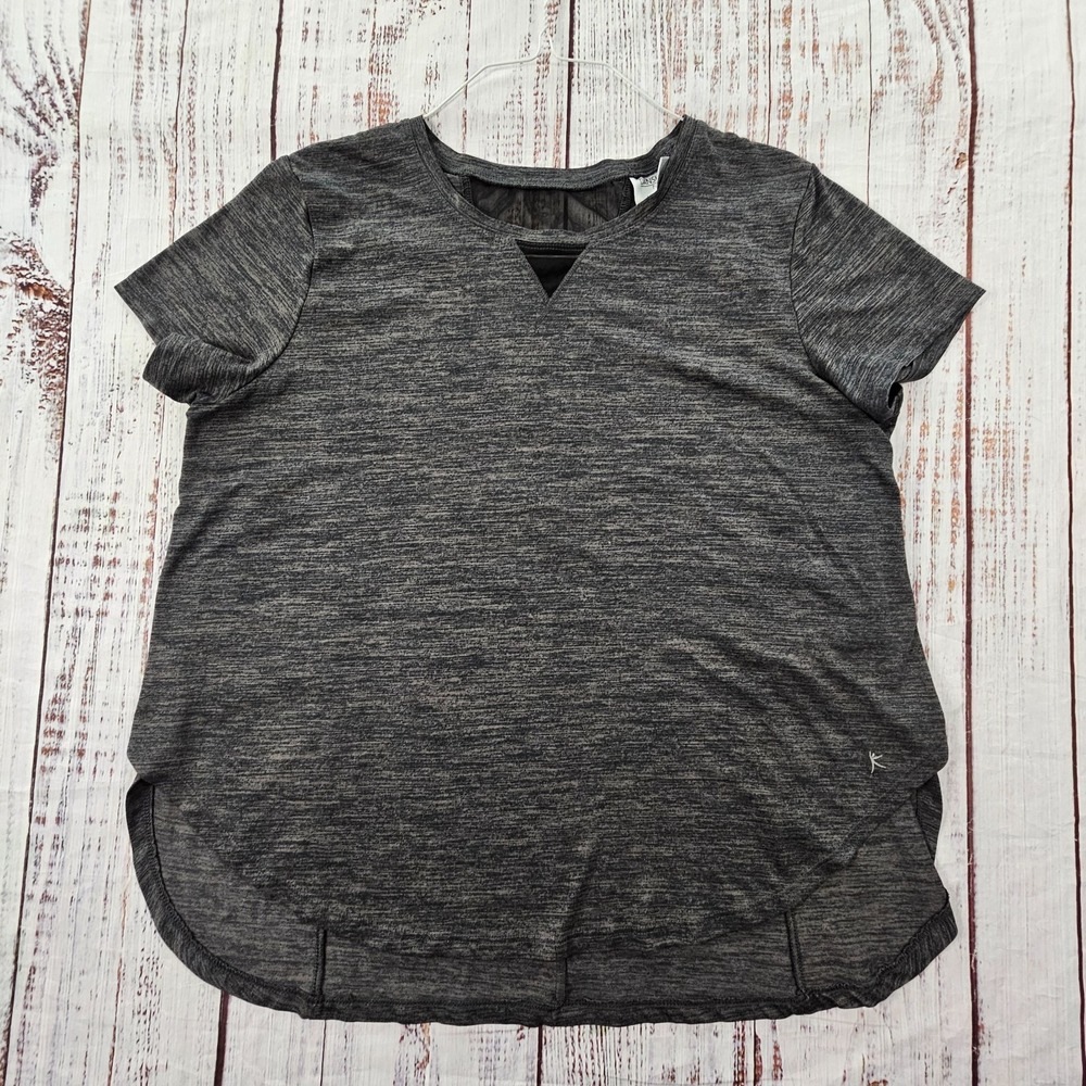 Danskin Now Dri-More Gray Short Sleeve Performance T-Shirt Women's L